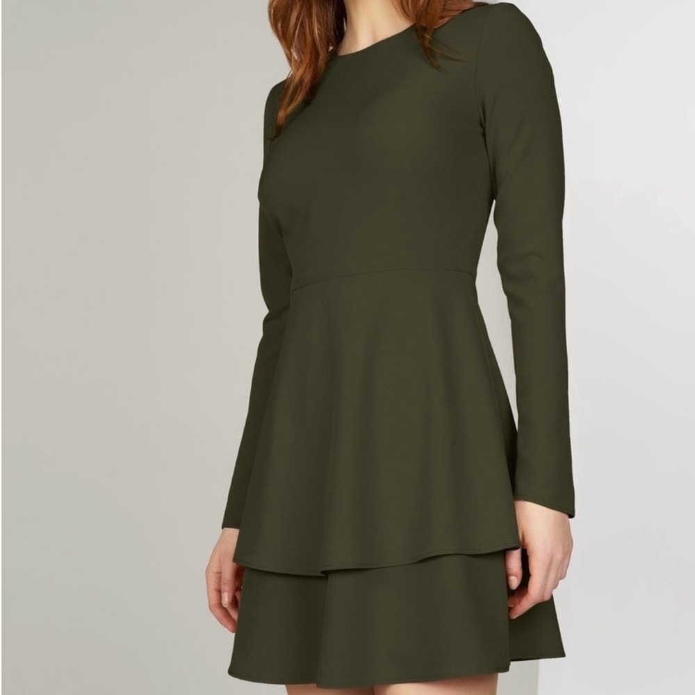 Hutch Olive Green Long Sleeve Cami Dress Size 4 - Picture 9 of 9